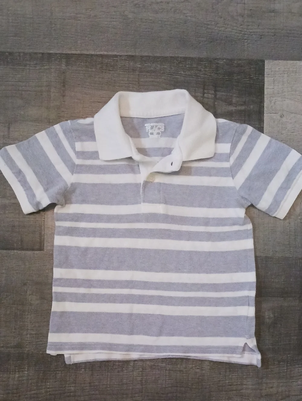 The Children's Place Gray & White Striped Polo